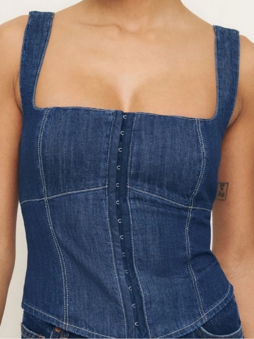 NWT • Reformation Tagliatelle Denim top
